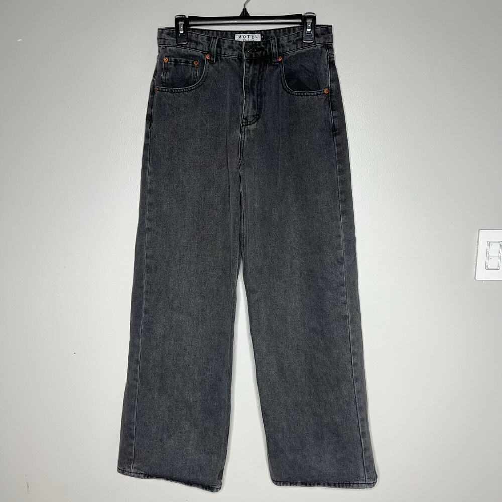 MOTEL Denim 90s Wide‎ Leg Black Jeans Women's Medium Streetwear High-Rise Waist